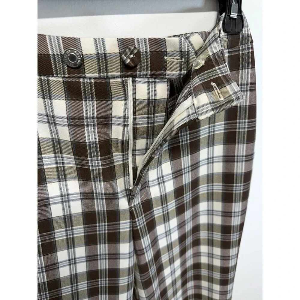 Reformation Y2K Women’s Franklin brown Plaid Straight Leg Pants Rayon Sz 2 - Picture 14 of 16